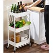 Alexent 3-Tier Modern Metal Storage Utility Rolling Cart with Foldable in White