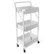 Alexent 3-Tier Modern Metal Storage Utility Rolling Cart with Foldable in White