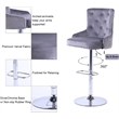 Alexent Modern Glam Velvet Bar Stool Chairs Adjustable Height - GRAY SET OF 4
