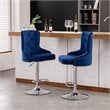 Alexent Modern Glam Velvet Bar Stool Chairs Adjustable Height - NAVY SET OF 4
