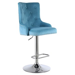 Alexent 43.7&quot-51.6&quot Adjustable Swivel Velvet Bar Stools in Blue (Set of 4)