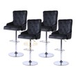 Alexent Modern Glam Velvet Bar Stool Chairs Adjustable Height - BLACK SET OF 4