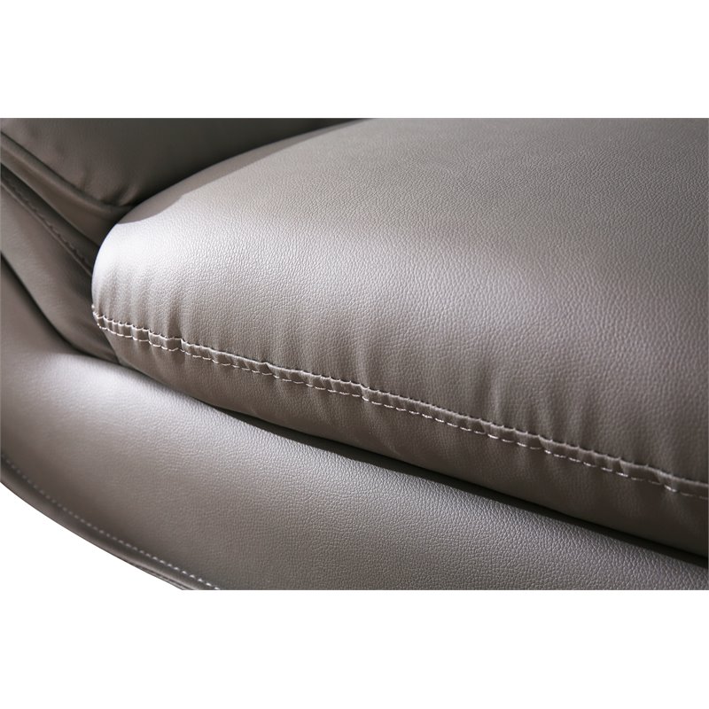 Alexent Modern Faux Leather Upholstered Living Room Sofa in Gray