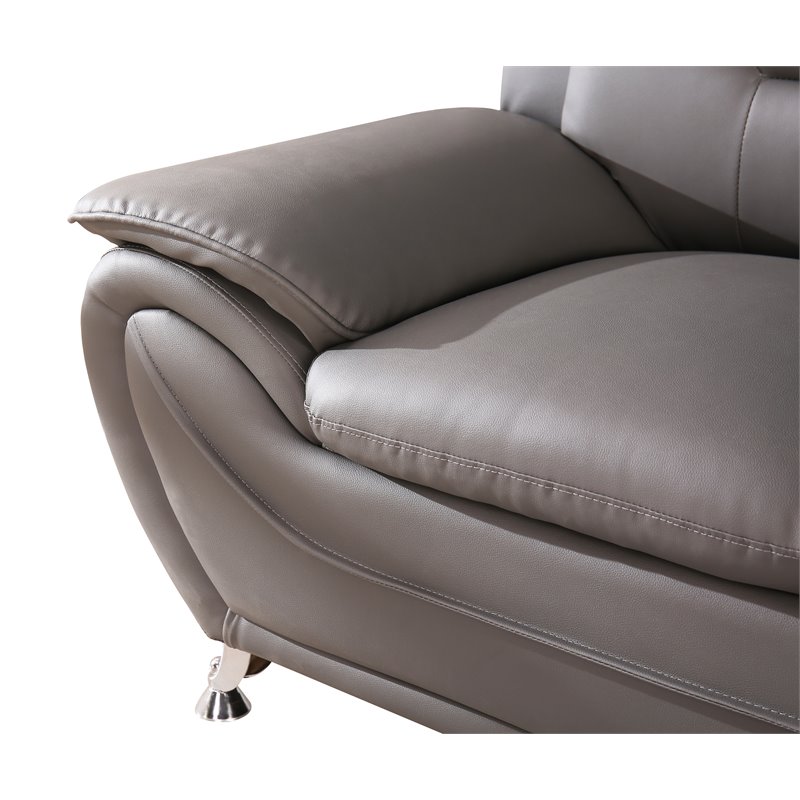 Alexent Modern Faux Leather Upholstered Living Room Sofa in Gray