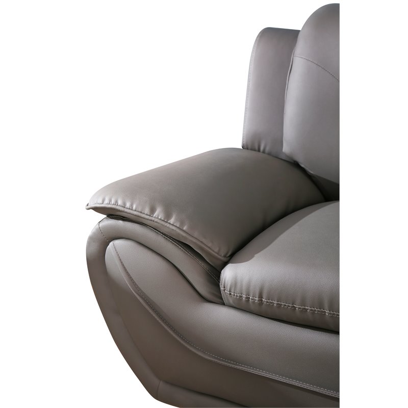 Alexent Modern Faux Leather Upholstered Living Room Sofa in Gray