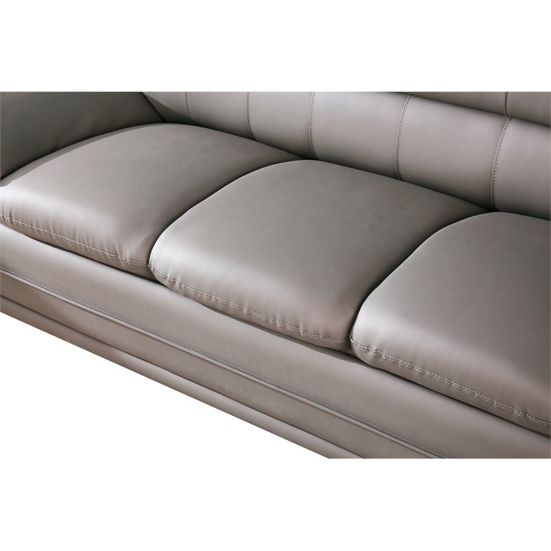 Alexent Modern Faux Leather Upholstered Living Room Sofa in Gray
