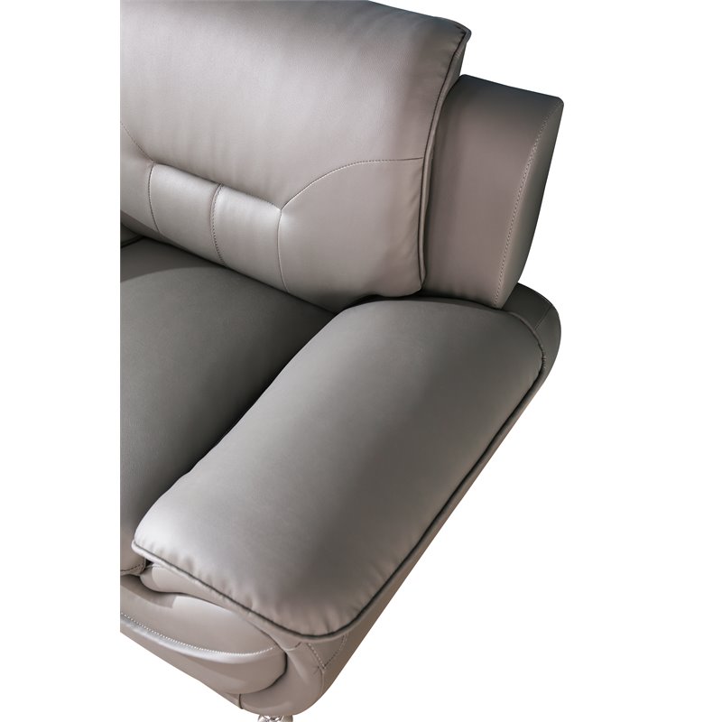 Alexent Modern Faux Leather Upholstered Living Room Sofa in Gray