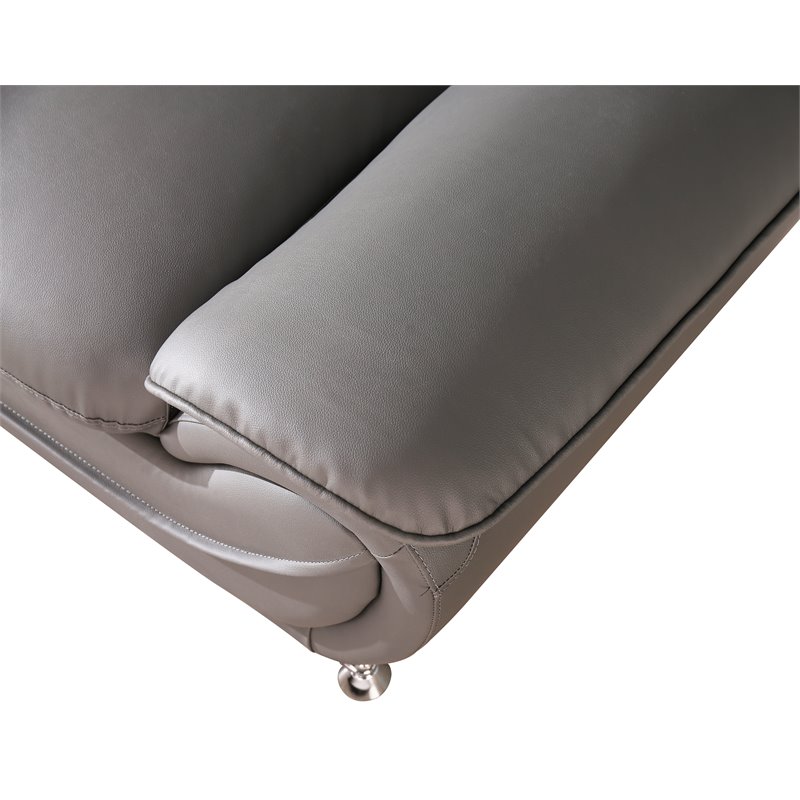 Alexent Modern Faux Leather Upholstered Living Room Sofa in Gray