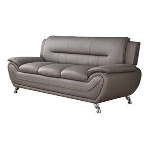 Alexent Modern Faux Leather Upholstered Living Room Sofa in Gray