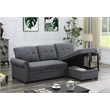 Alexent Reversible Fabric Sleeper Sofa with Storage Chaise in Dark Gray