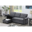 Alexent Reversible Fabric Sleeper Sofa with Storage Chaise in Dark Gray