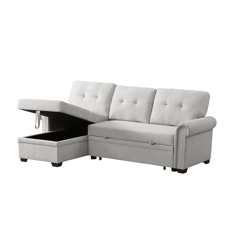 Alexent Classic Reversible Fabric Sleeper Sofa with Storage Chaise - LIGHT GRAY