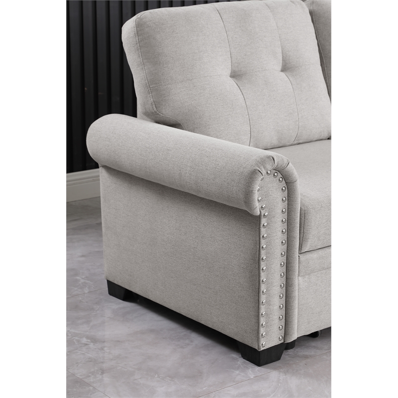 Alexent Classic Reversible Fabric Sleeper Sofa with Storage Chaise - LIGHT GRAY
