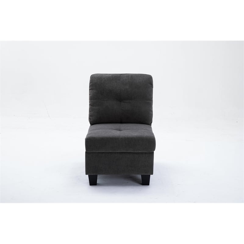 Alexent Modular 4Pc Sectional Sofa Contemporary Couch w Ottoman DARK GRAY