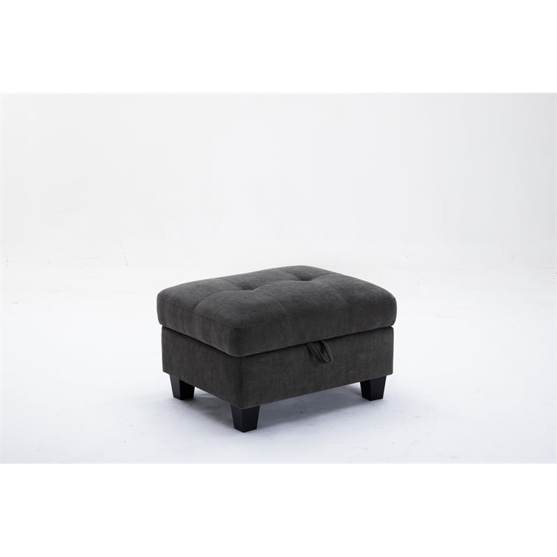 Alexent Modular 4Pc Sectional Sofa Contemporary Couch w Ottoman DARK GRAY