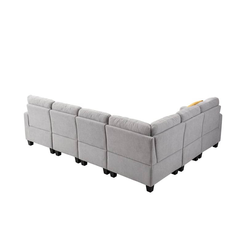 Alexent Modular 6Pc Sectional Sofa Contemporary Couch - LIGHT GRAY