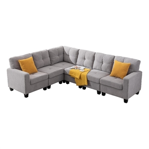 Alexent Modular 6Pc Sectional Sofa Contemporary Couch - LIGHT GRAY