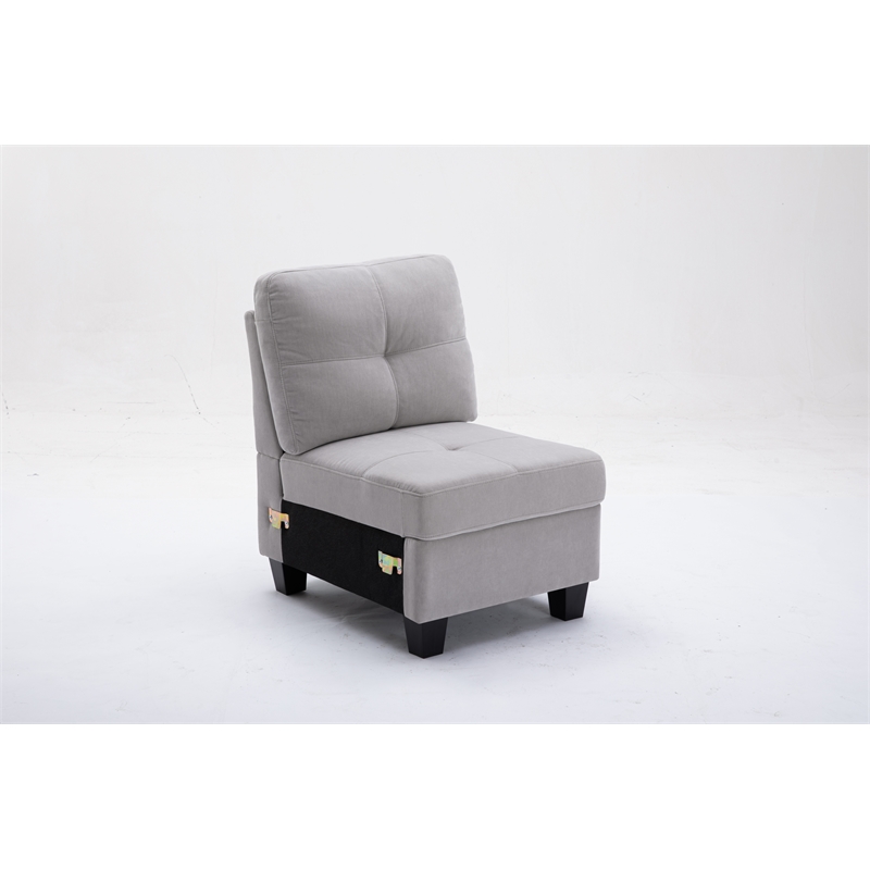 Alexent Modular 7Pc Sectional Sofa Contemporary Couch w Ottoman LIGHT GRAY