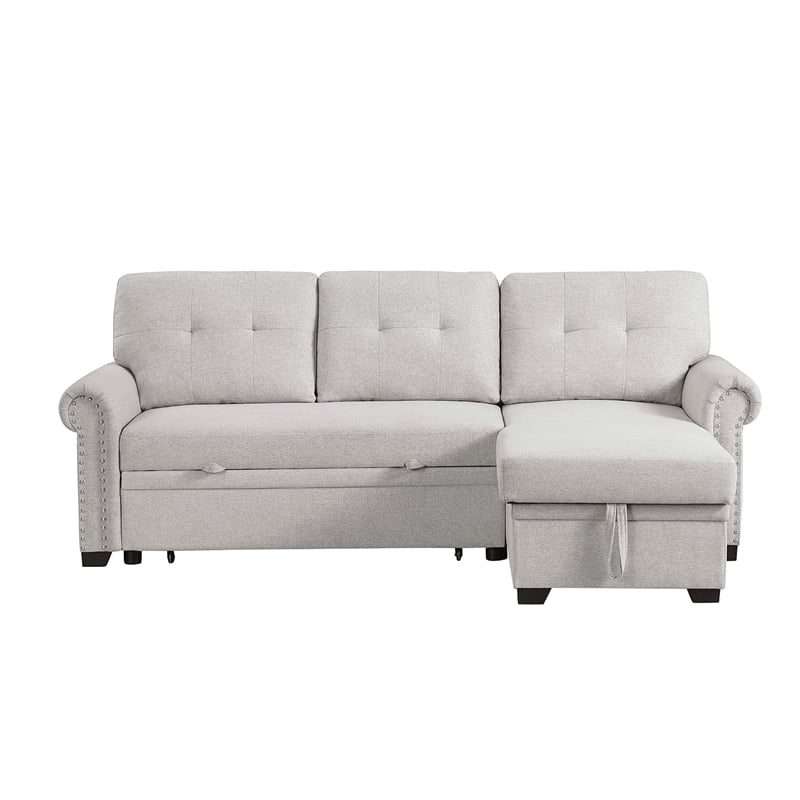 Alexent Classic Reversible Fabric Sleeper Sofa with Storage Chaise - LIGHT GRAY