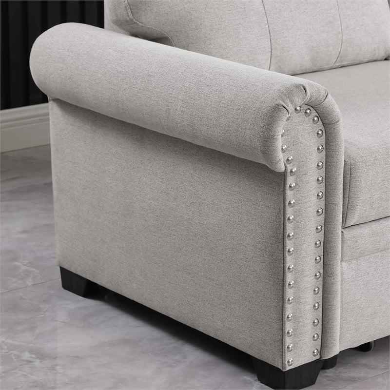 Alexent Classic Reversible Fabric Sleeper Sofa with Storage Chaise - LIGHT GRAY