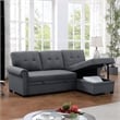 Alexent Classic Reversible Fabric Sleeper Sofa with Storage Chaise - DARK GRAY
