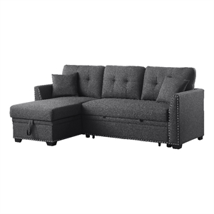 Alexent Sleeper fabric Sofa Sectional w Reversible Storage DARK GRAY