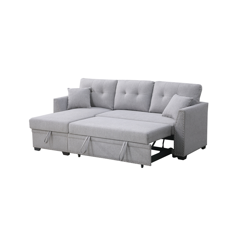 Alexent Sleeper Sofa Convertible Sectional w Reversible Storage LIGHT GRAY