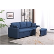 Alexent Reversible Sleeper Sofa Full Bed Storage Ottoman Cup Holders BLUE