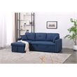 Alexent Reversible Sleeper Sofa Full Bed Storage Ottoman Cup Holders BLUE