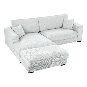 Alexent Modular Sectional Sofa w Ottoman LEFT-Facing Chaise Couch Light Gray