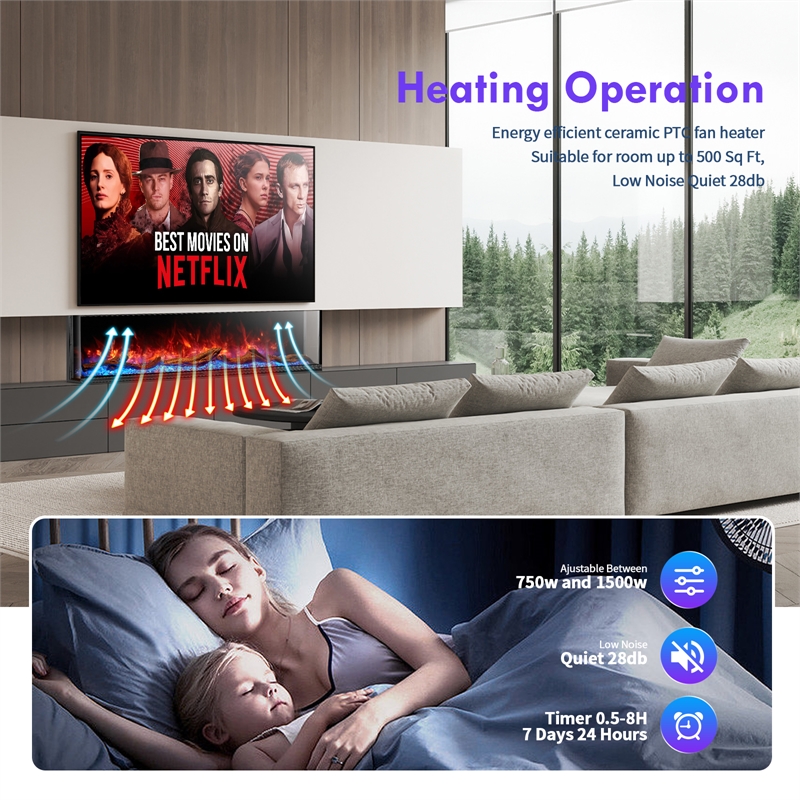 ALEXENT 3 Sided Electric Fireplace 56