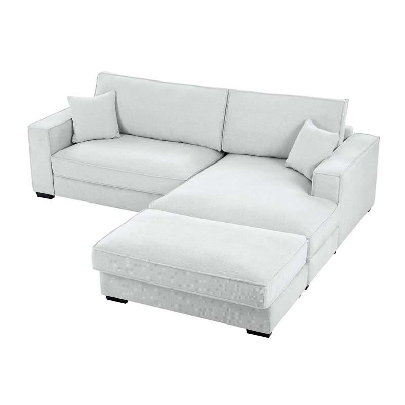 Alexent Modular Sectional Sofa w Ottoman RIGHT-Facing Chaise Couch Light Gray