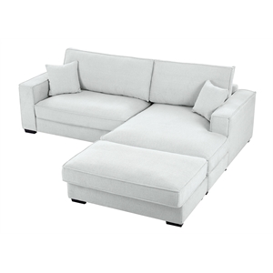 Alexent Modular Sectional Sofa w Ottoman RIGHT-Facing Chaise Couch Light Gray