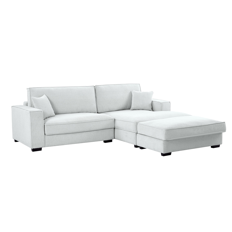 Alexent Modular Sectional Sofa w Ottoman RIGHT-Facing Chaise Couch Light Gray