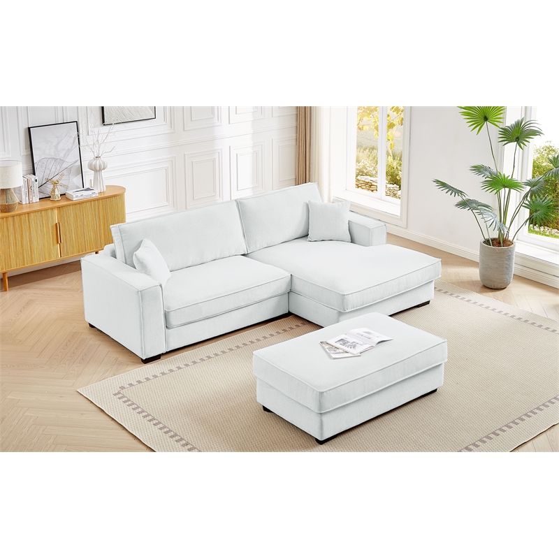 Alexent Modular Sectional Sofa w Ottoman RIGHT-Facing Chaise Couch Light Gray