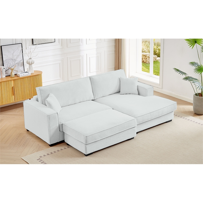 Alexent Modular Sectional Sofa w Ottoman RIGHT-Facing Chaise Couch Light Gray