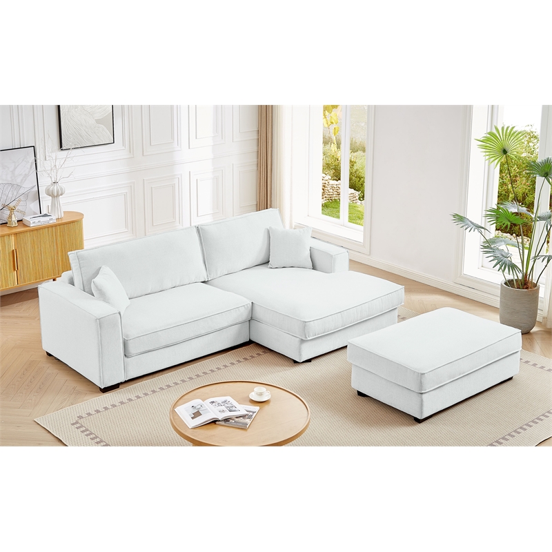 Alexent Modular Sectional Sofa w Ottoman RIGHT-Facing Chaise Couch Light Gray