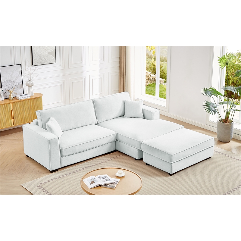 Alexent Modular Sectional Sofa w Ottoman RIGHT-Facing Chaise Couch Light Gray