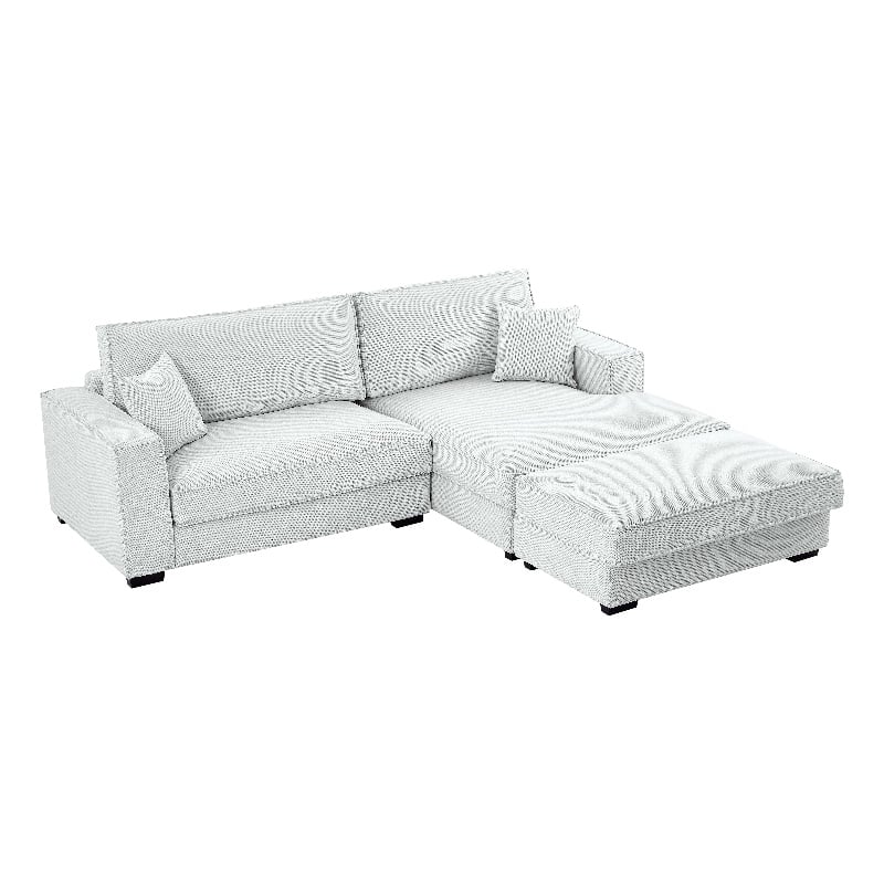 Alexent Modular Sectional Sofa w Ottoman RIGHT-Facing Chaise Couch Light Gray