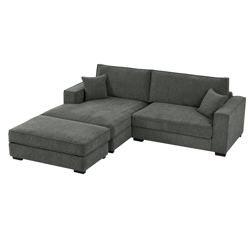 Alexent Modular Sectional Sofa w Ottoman LEFT-Facing Chaise Couch Dark Gray