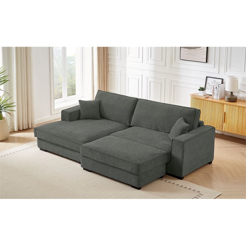 Alexent Modular Sectional Sofa w Ottoman LEFT-Facing Chaise Couch Dark Gray