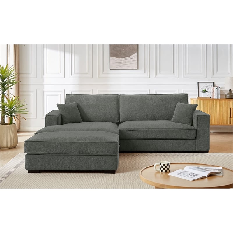 Alexent Modular Sectional Sofa w Ottoman LEFT-Facing Chaise Couch Dark Gray