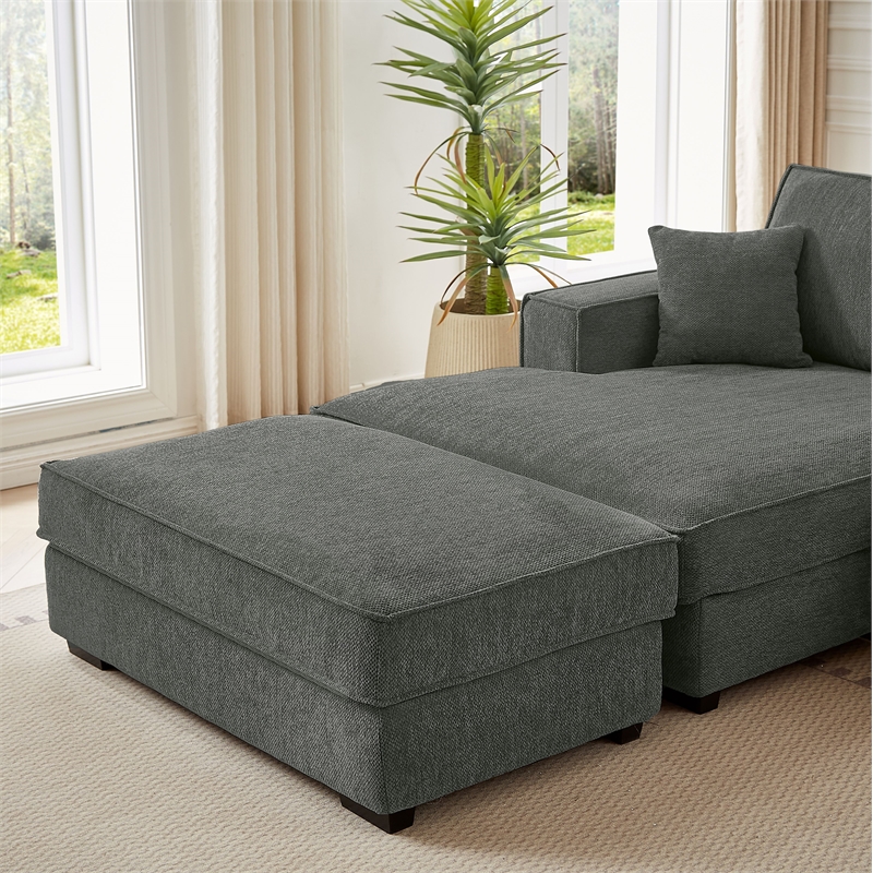 Alexent Modular Sectional Sofa w Ottoman LEFT-Facing Chaise Couch Dark Gray