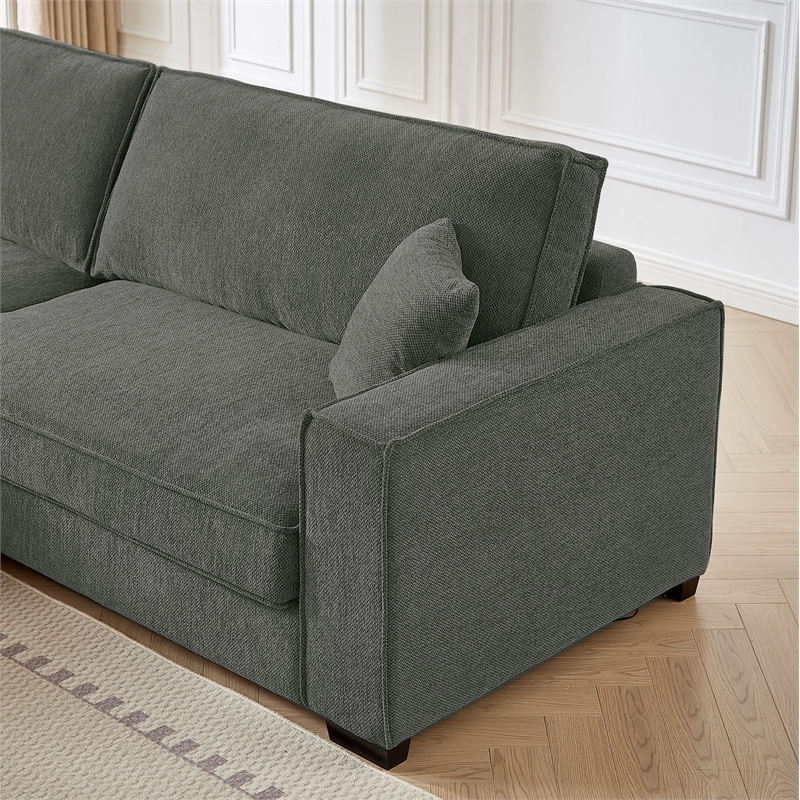 Alexent Modular Sectional Sofa w Ottoman LEFT-Facing Chaise Couch Dark Gray