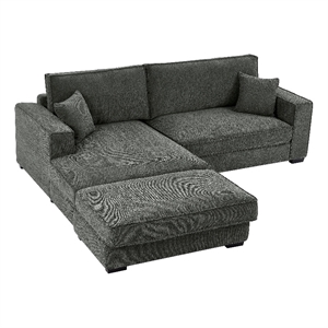 Alexent Modular Sectional Sofa w Ottoman LEFT-Facing Chaise Couch Dark Gray