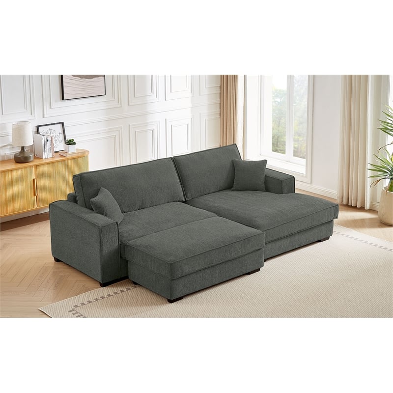 Alexent Modular Sectional Sofa w Ottoman RIGHT-Facing Chaise Couch Dark Gray