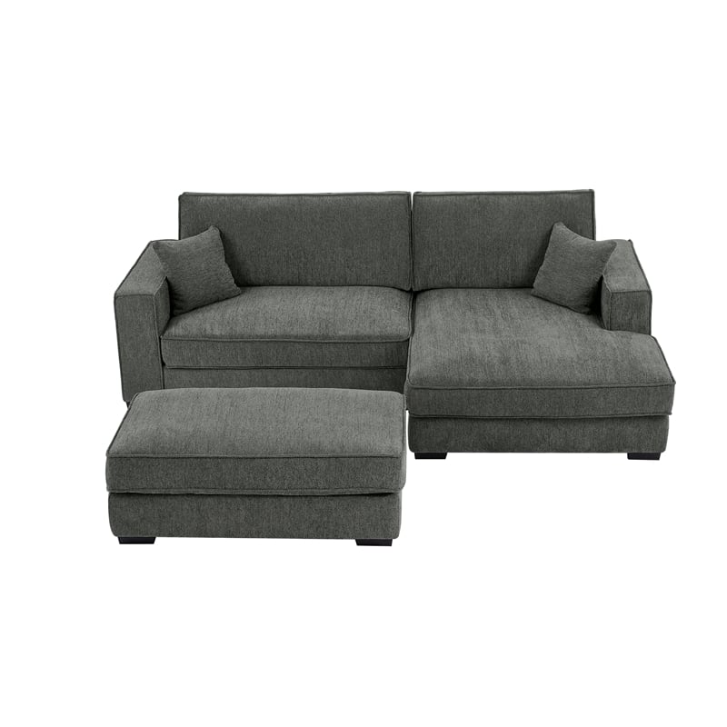Alexent Modular Sectional Sofa w Ottoman RIGHT-Facing Chaise Couch Dark Gray