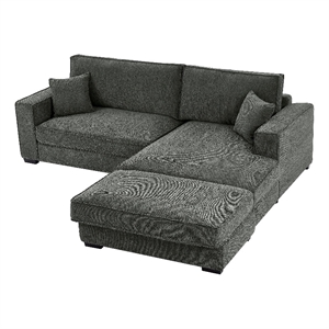Alexent Modular Sectional Sofa w Ottoman RIGHT-Facing Chaise Couch Dark Gray