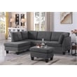 ALEXENT L-Shaped Fabric Sectional Sofa w Chaise Ottoman Left Facing-DARK GRAY