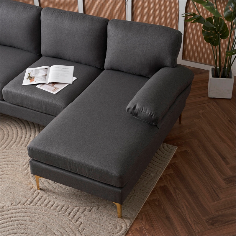 ALEXENT U- Shaped Sectional Fabric Sofa with Double Chaise ands- Light Gray